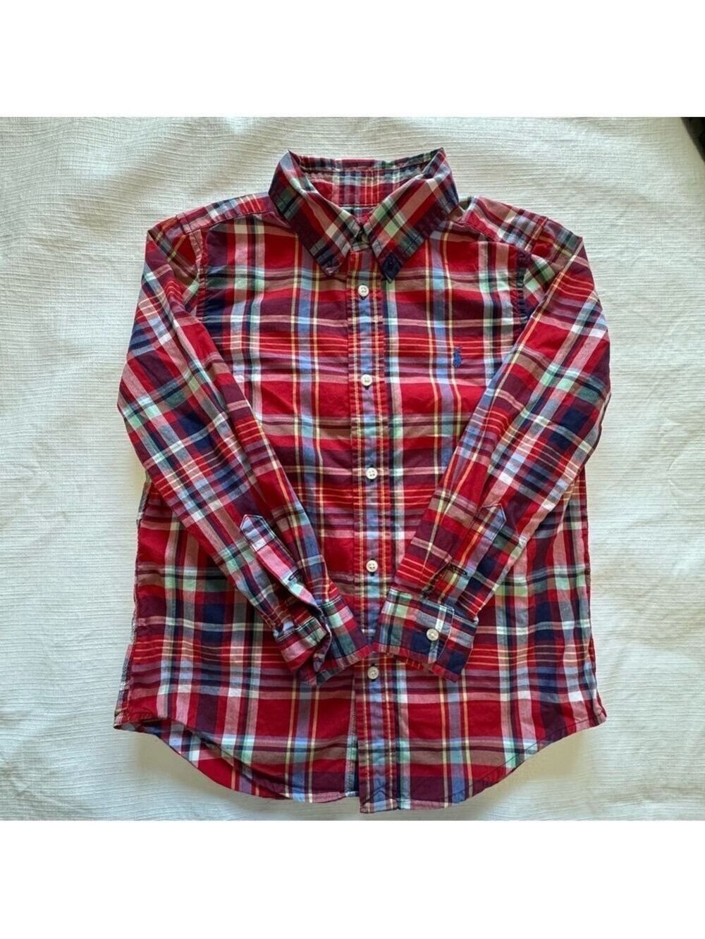 Ralph Lauren Red and Blue Plaid Button Down Shirt size 6